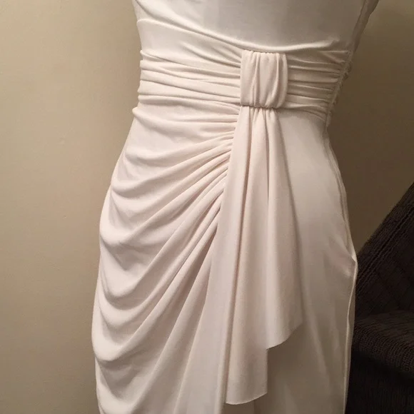 White House Black Market White Draped Sheath Dress - Picture 5 of 8